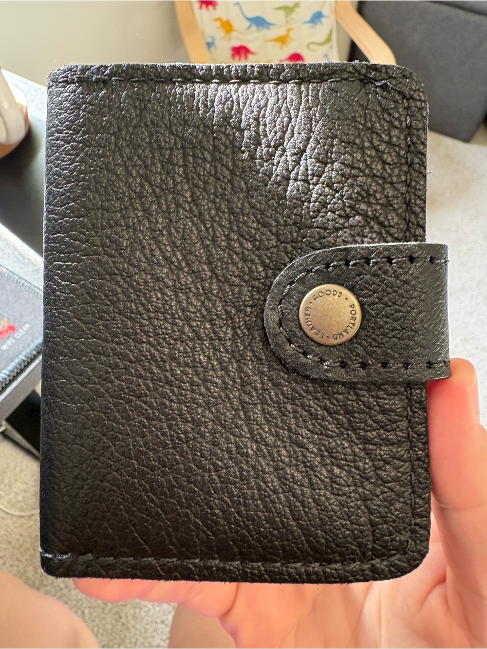 Portland Leather mini bifold wallet - pebbled black